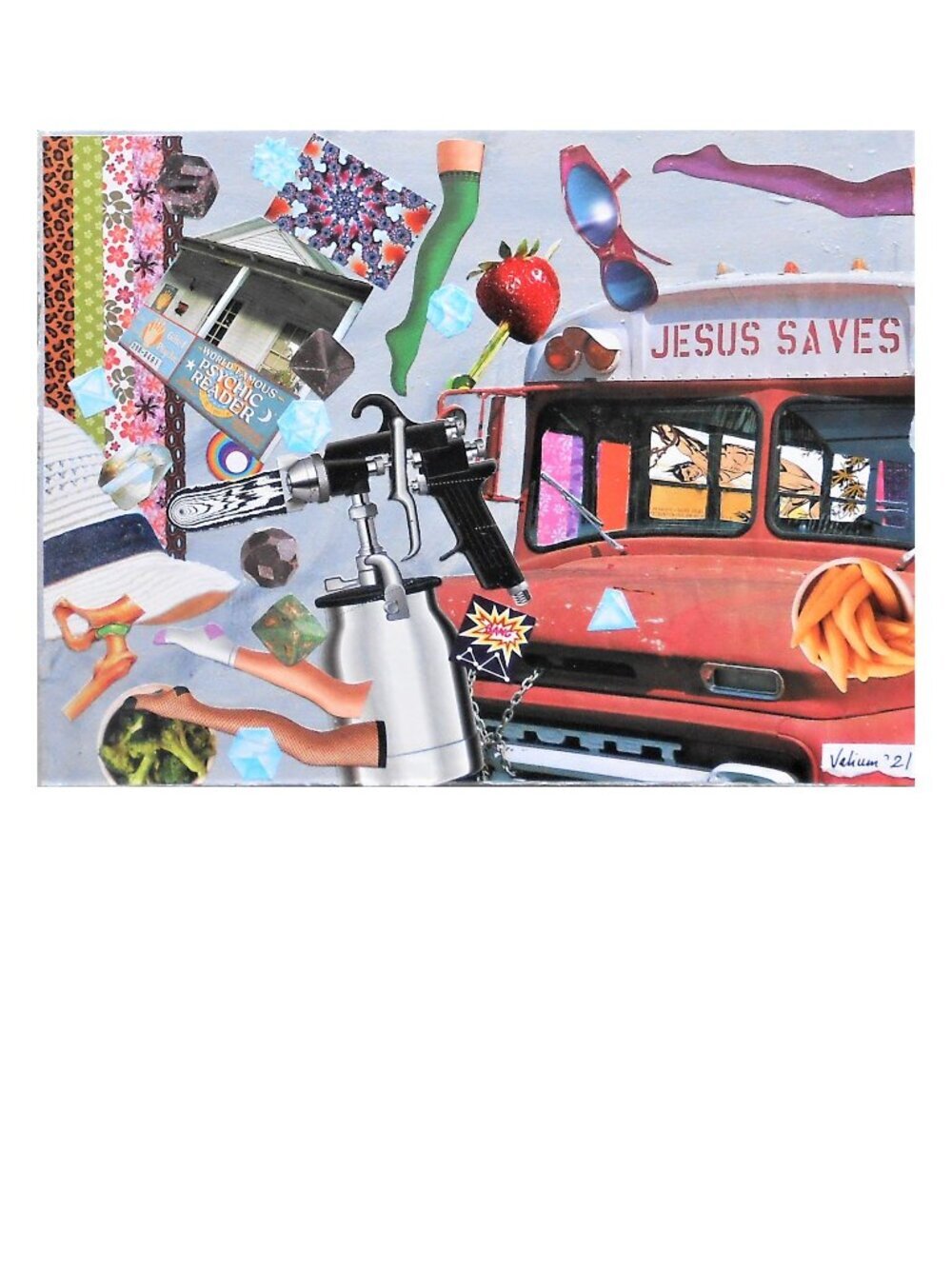 Original & unique collage on a 9 X 12 X 1/8 thick cardboard